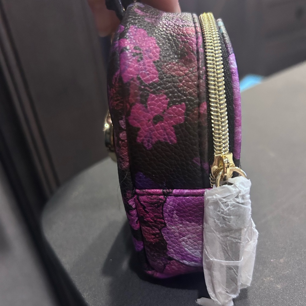 VS Floral Black and Purple Mini Backpack Keychain - Picture 2 of 4